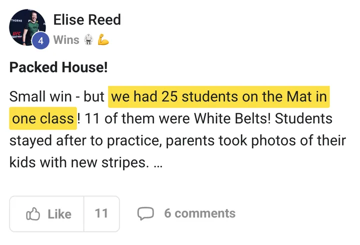 Elise Reed: 25 students on the mat in one class