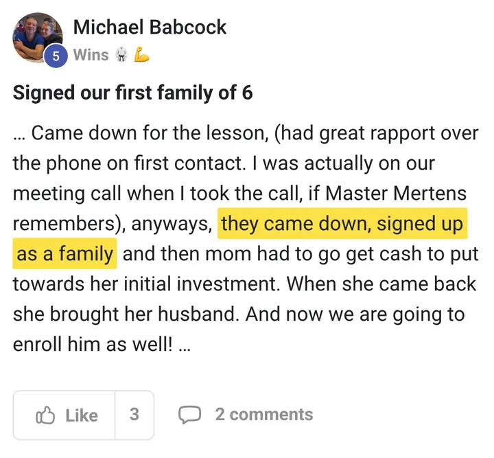 Michael Babcock: signed our first family of 6